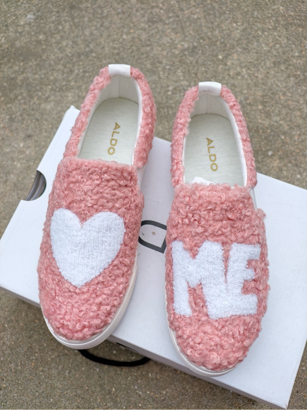 ALDO Pink Fuzzy 'Heart ME' Slip-On Sneakers